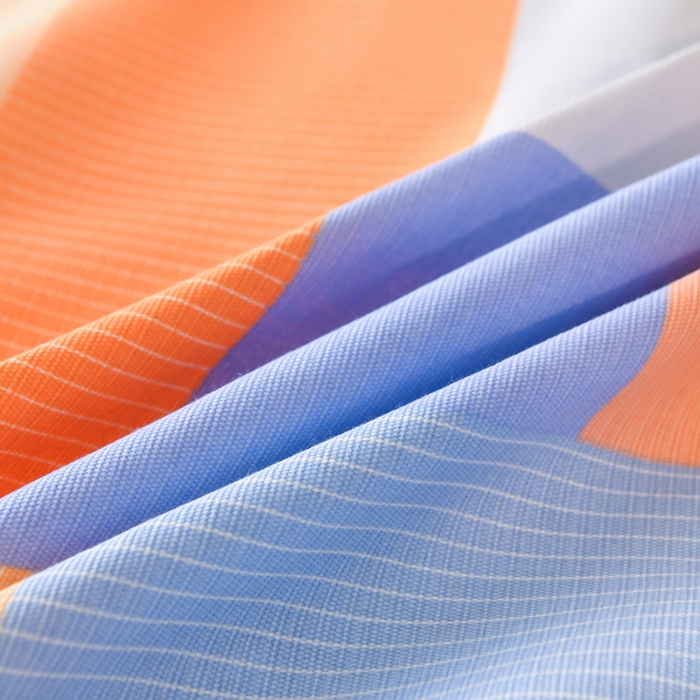 91家纺网 家纺一手货源 找家纺 仟网汇 2025新款活性印染无印纽扣原棉老粗布三件套 彩虹桔