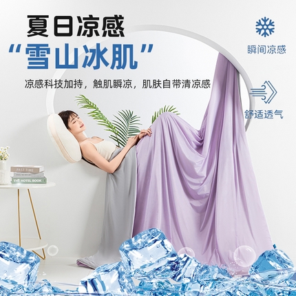 91家纺网 家纺一手货源 找家纺 潮邦家居 2025新款凉感丝夏被夏凉被空调被 梦幻紫拼灰
