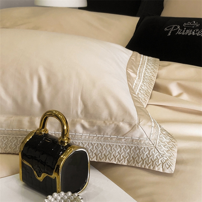 91家纺网 家纺一手货源 找家纺 保罗圣迪奥 2025新款50双股全棉长绒棉四件套-艾瑟琳系列 艾瑟琳-香槟金