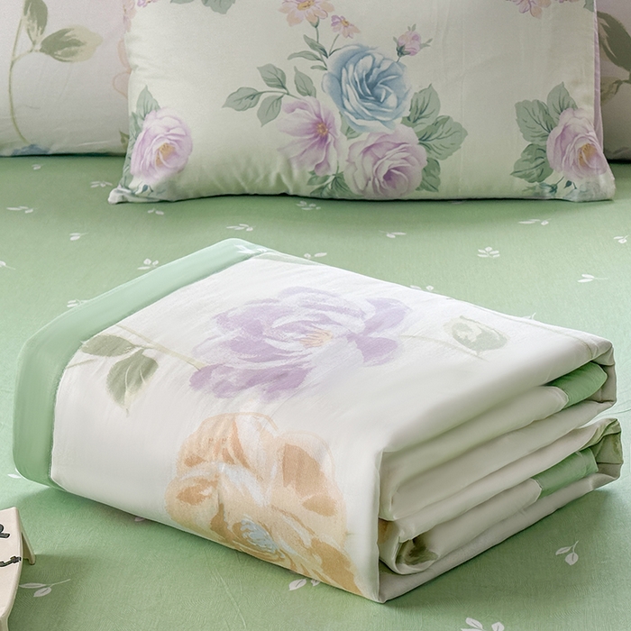 91家纺网 家纺一手货源 找家纺 瑜珠家纺 2025新款里外全棉棉花夏被 玫瑰清梦