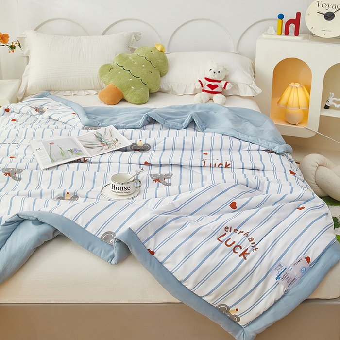 91家纺网 家纺一手货源 找家纺 中国龙家纺 2025新款舒爽柔小棉夏被被子被芯 爱心小象