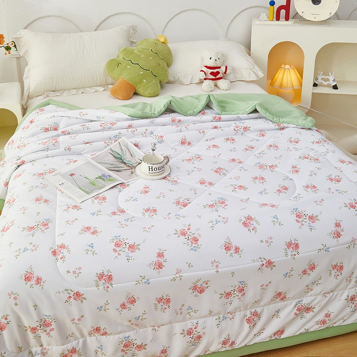 91家纺网 家纺一手货源 找家纺 中国龙家纺 2025新款舒爽柔小棉夏被被子被芯 盛夏花园