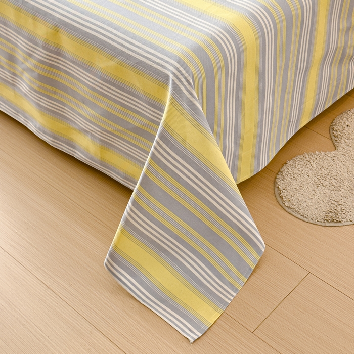 91家纺网 家纺一手货源 找家纺 仟网汇 2025新款活性印染无印纽扣原棉老粗布三件套 跃动黄