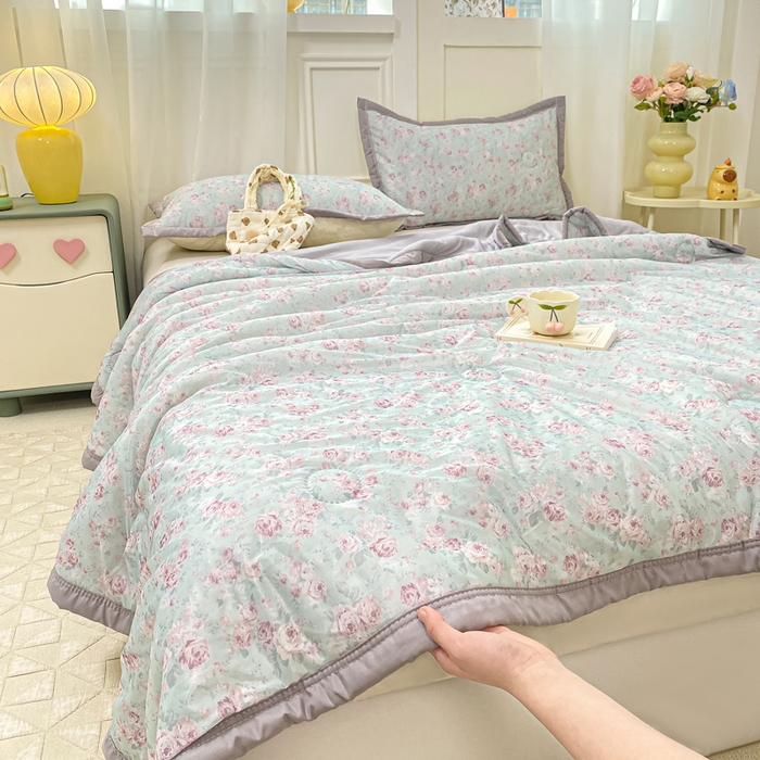 91家纺网 家纺一手货源 找家纺 顺顺家纺 2025新款凉感丝印花夏被空调被 春野之花