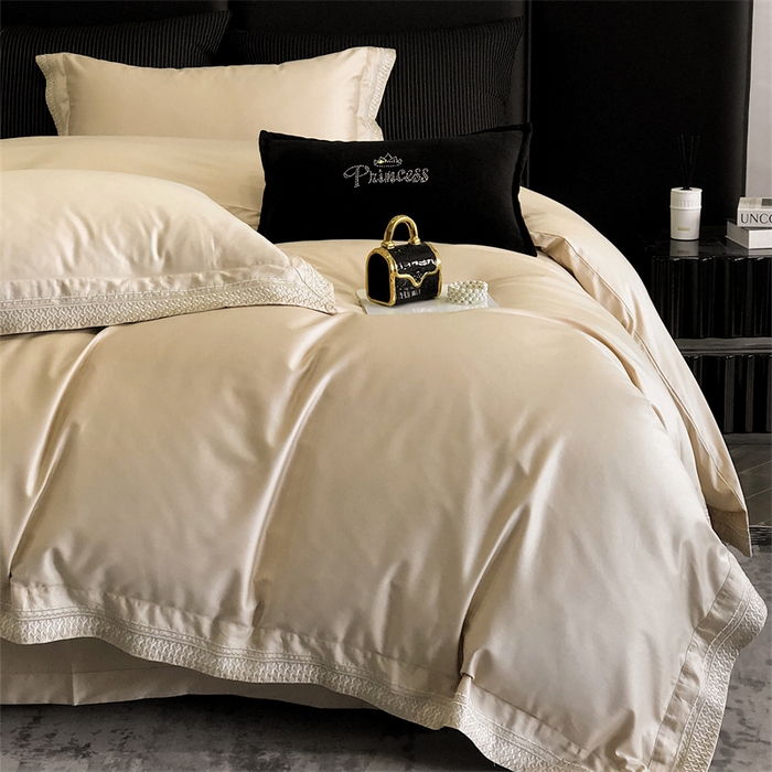 91家纺网 家纺一手货源 找家纺 保罗圣迪奥 2025新款50双股全棉长绒棉四件套-艾瑟琳系列 艾瑟琳-香槟金