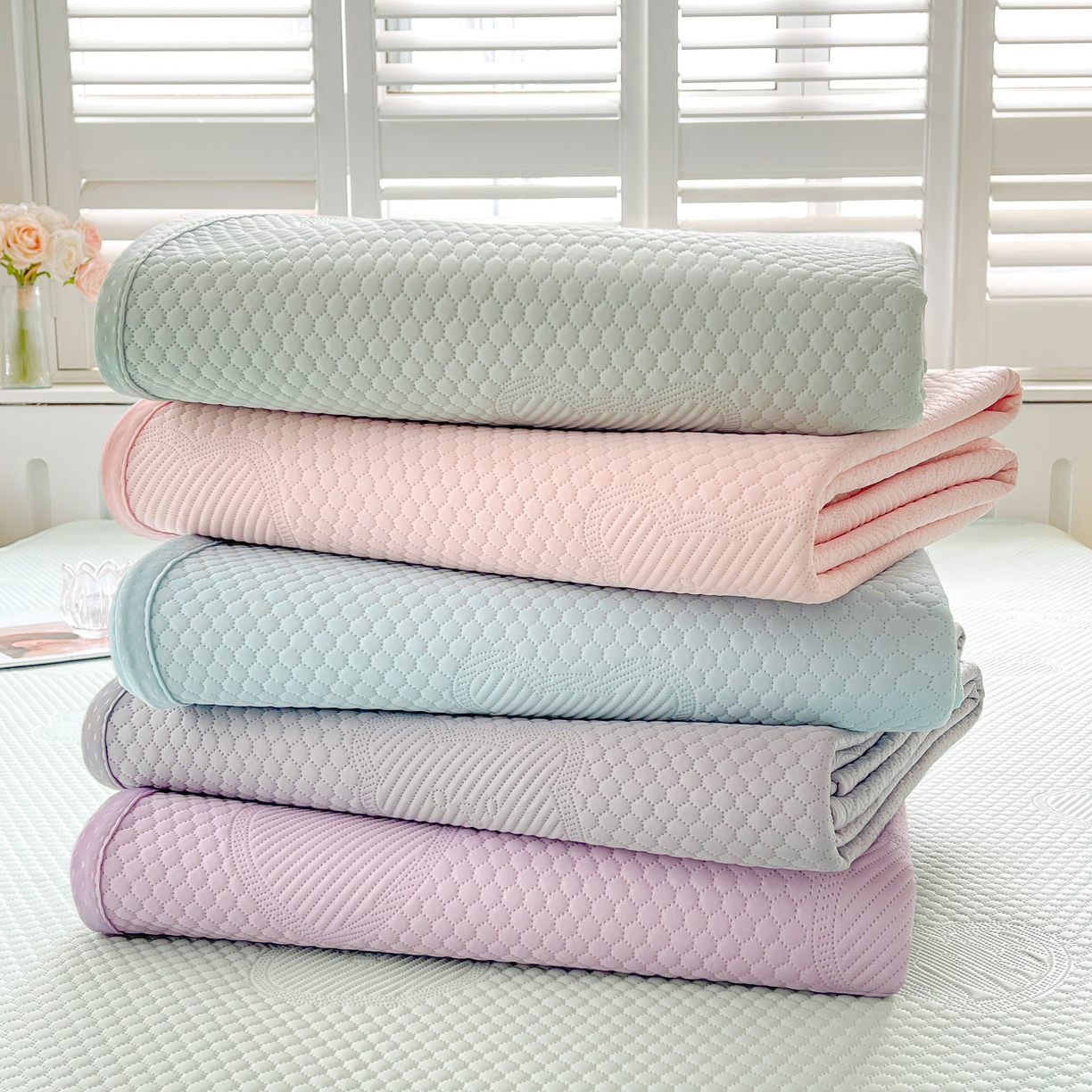 91家纺网 家纺一手货源 找家纺 （总）迪乐妮 2025新款小冰熊凉豆豆席床笠