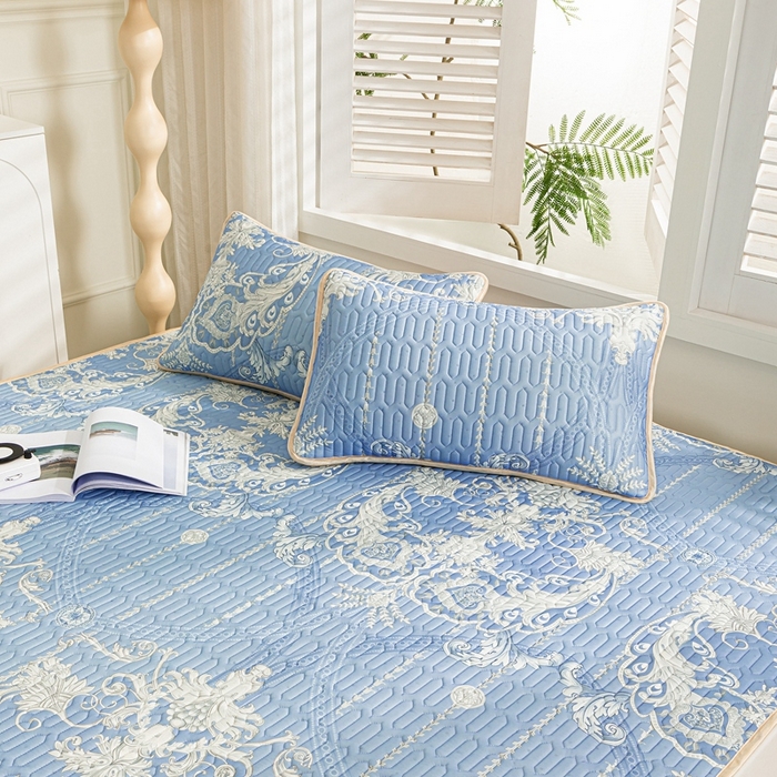 91家纺网 家纺一手货源 找家纺 美丽折2025新品6mm厚天然乳胶凉席三件套 大版印花卡通乳胶凉席平铺款 贵族风范