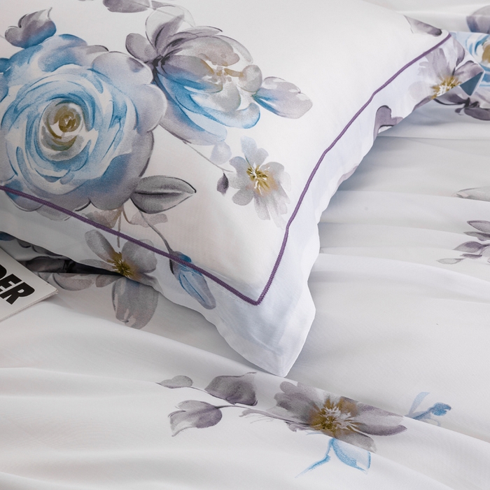 91家纺网 家纺一手货源 找家纺 帅露家纺 2025新款50S莱赛尔天丝印花四件套 安妮玫瑰