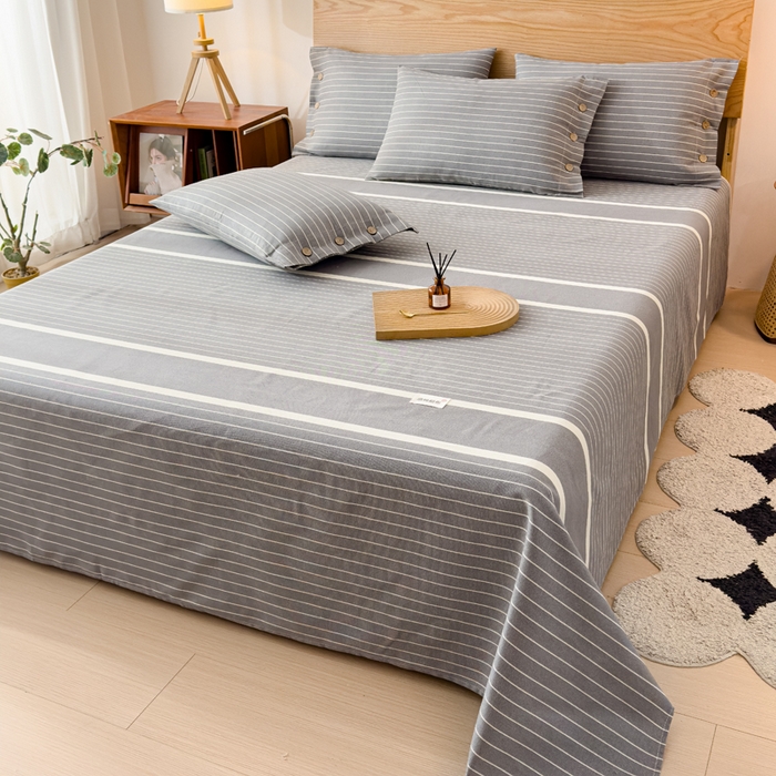 91家纺网 家纺一手货源 找家纺 仟网汇 2025新款活性印染无印纽扣原棉老粗布三件套 宁静灰