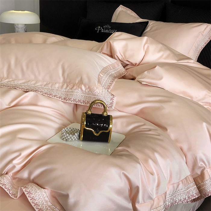 91家纺网 家纺一手货源 找家纺 保罗圣迪奥 2025新款50双股全棉长绒棉四件套-艾瑟琳系列 艾瑟琳-樱花粉