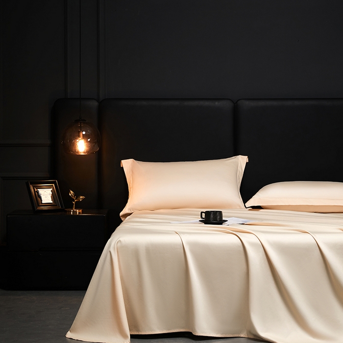 91家纺网 家纺一手货源 找家纺 秀色2025新款A类高端100s新疆长绒棉纯棉床单单件全棉单人贡缎加厚被单三件套 莫奈-奶昔白