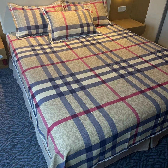 91家纺网 家纺一手货源 找家纺 仟网汇 2025全棉老粗布蕾丝花边三件套（无纺布手提包装） 巴宝格