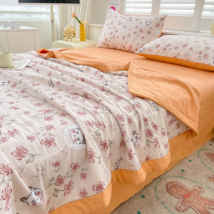 91家纺网 家纺一手货源 找家纺 思雅庭 2025新款里外全棉夏被新疆棉花夏凉被空调被 喵喵心情