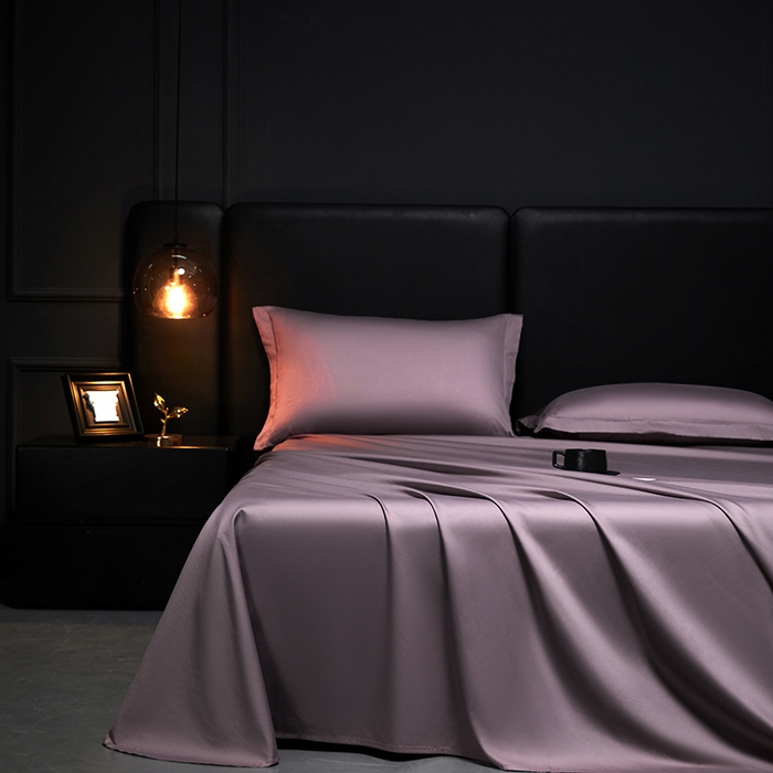 91家纺网 家纺一手货源 找家纺 秀色2025新款A类高端100s新疆长绒棉纯棉床单单件全棉单人贡缎加厚被单三件套 莫奈-香芋紫