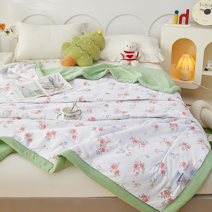 91家纺网 家纺一手货源 找家纺 中国龙家纺 2025新款舒爽柔小棉夏被被子被芯 盛夏花园