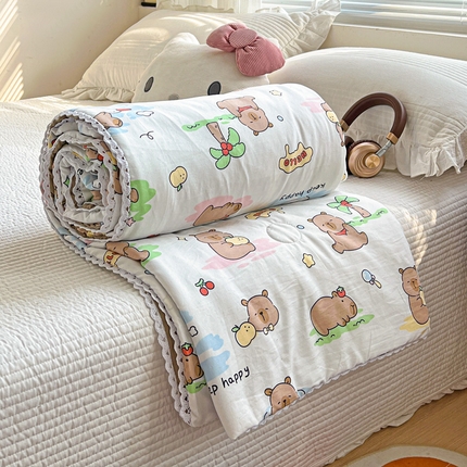 91家纺网 家纺一手货源 找家纺 （总）妖妖家纺 2025新款超柔双层纱糯糯针织棉夏凉被