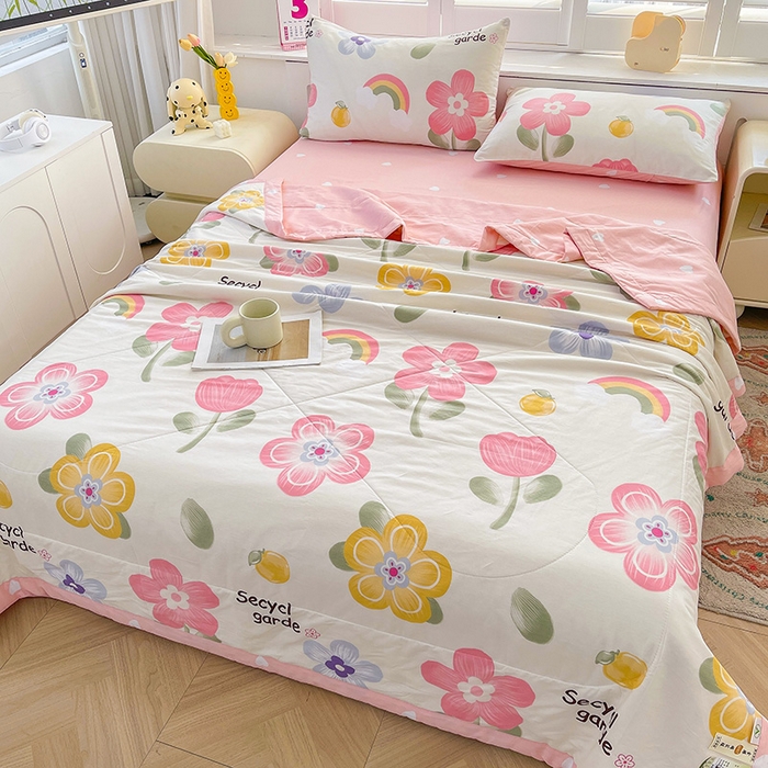 91家纺网 家纺一手货源 找家纺 思雅庭 2025新款里外全棉夏被新疆棉花夏凉被空调被 明媚春光