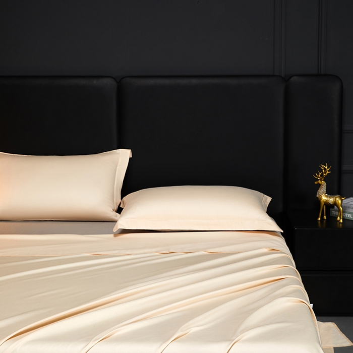 91家纺网 家纺一手货源 找家纺 秀色2025新款A类高端100s新疆长绒棉纯棉床单单件全棉单人贡缎加厚被单三件套 莫奈-奶昔白