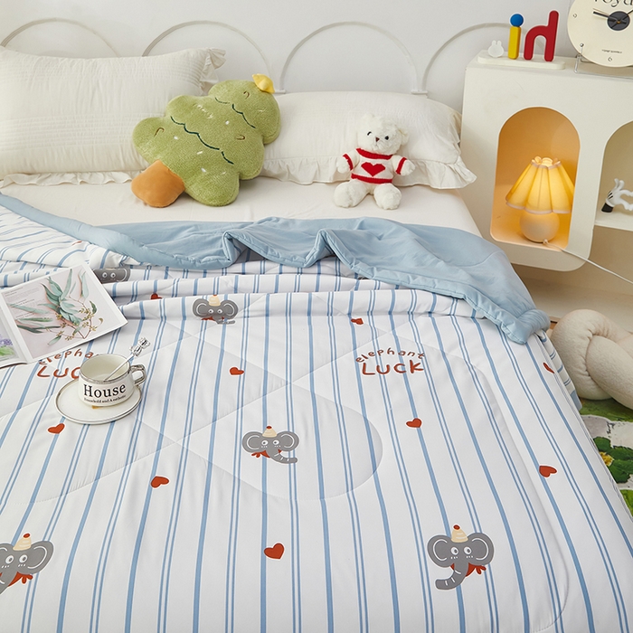 91家纺网 家纺一手货源 找家纺 中国龙家纺 2025新款舒爽柔小棉夏被被子被芯 爱心小象