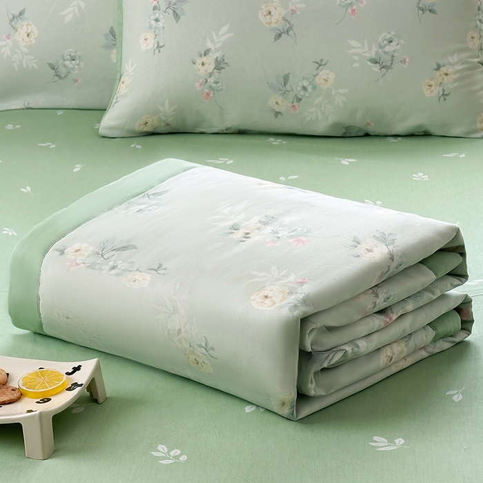 91家纺网 家纺一手货源 找家纺 瑜珠家纺 2025新款里外全棉棉花夏被 千羽花信