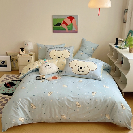 桃喜 2025新款13372经典混搭全棉卡通四件套 星愿小狗