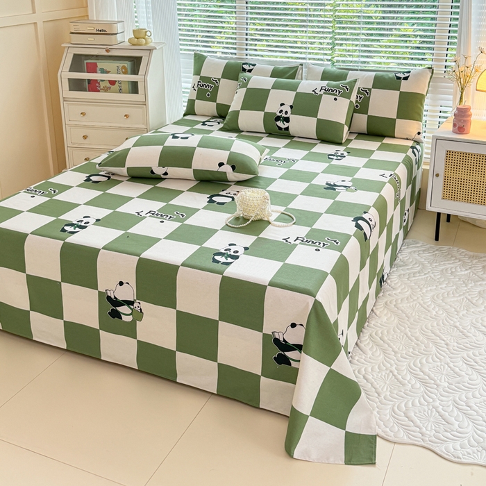 91家纺网 家纺一手货源 找家纺 仟网汇 2025新款老粗布床单粗布凉席老粗布单床单枕套单品 熊猫格