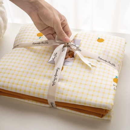 【提供买家秀】2025直播云感皱皱棉四件套水洗棉简约风小碎花被套床笠三件套-叠拍图 好事橙双