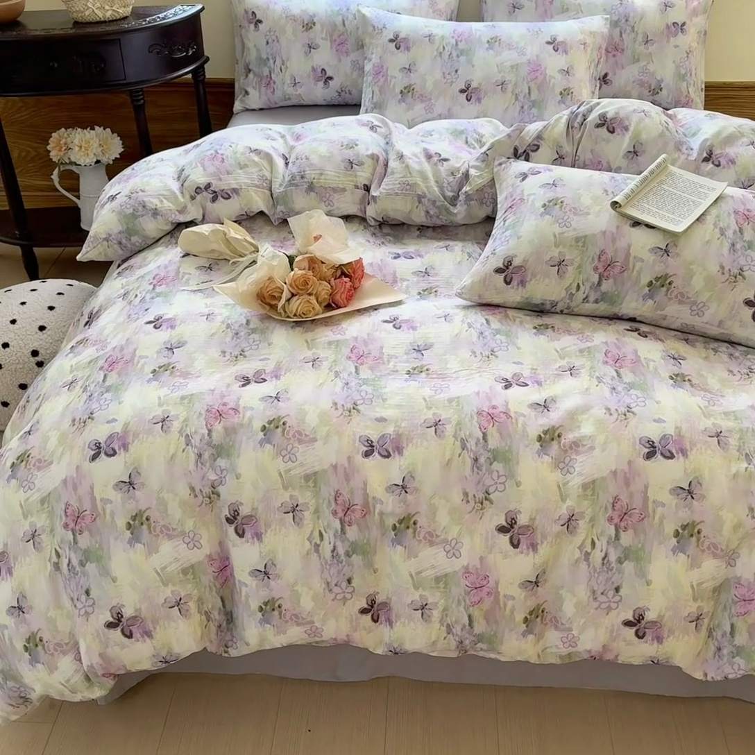 91家纺网 家纺一手货源 找家纺 （总）雪夫人 2025新款A类全棉有氧双层纱四件套