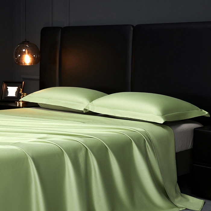 91家纺网 家纺一手货源 找家纺 秀色2025新款A类高端100s新疆长绒棉纯棉床单单件全棉单人贡缎加厚被单三件套 莫奈-艾绿