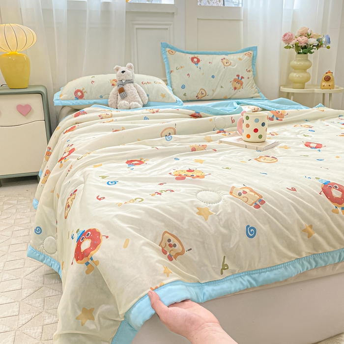 91家纺网 家纺一手货源 找家纺 顺顺家纺 2025新款凉感丝印花夏被空调被 马克吐司