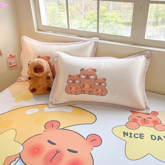 91家纺网 家纺一手货源 找家纺 博雅 2025新款独家版权A类大版数码印花1200D冰丝凉席 月亮卡皮巴拉