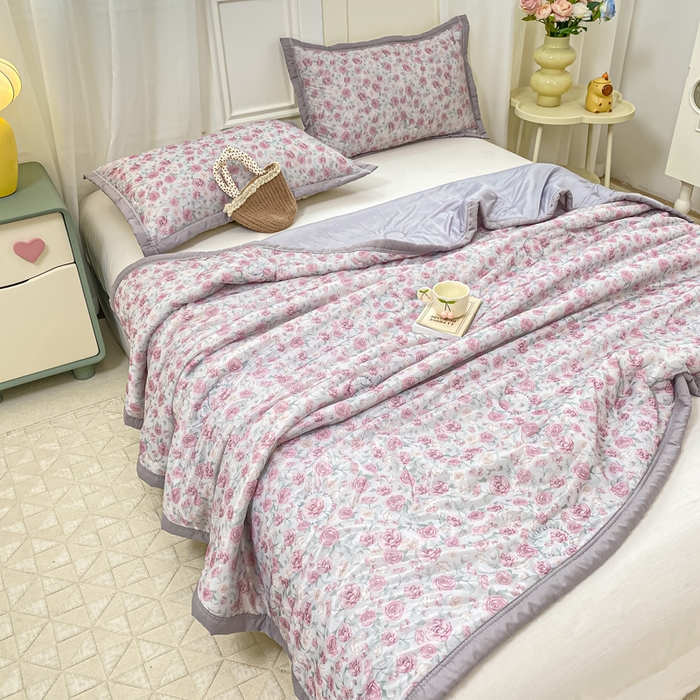 91家纺网 家纺一手货源 找家纺 顺顺家纺 2025新款凉感丝印花夏被空调被 夏夜花语