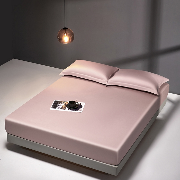 91家纺网 家纺一手货源 找家纺 秀色2025新款高端纯棉床笠单件全棉全包床套三件套100s新疆长绒棉酒店床垫保护套 梦易-粉末白