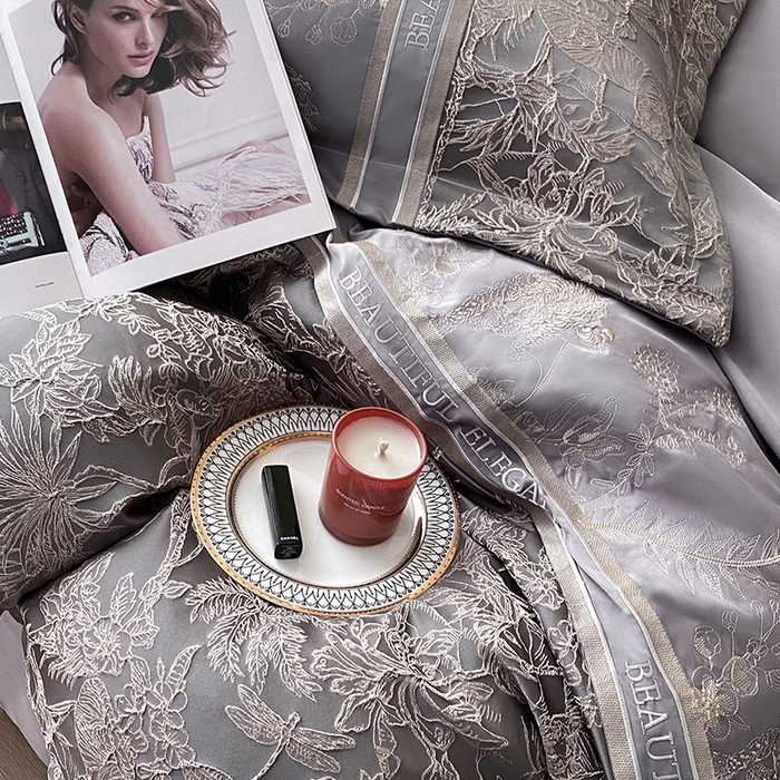 91家纺网 家纺一手货源 找家纺 （总）优悦生活馆 2025新款冰丝浮雕绣花四件套