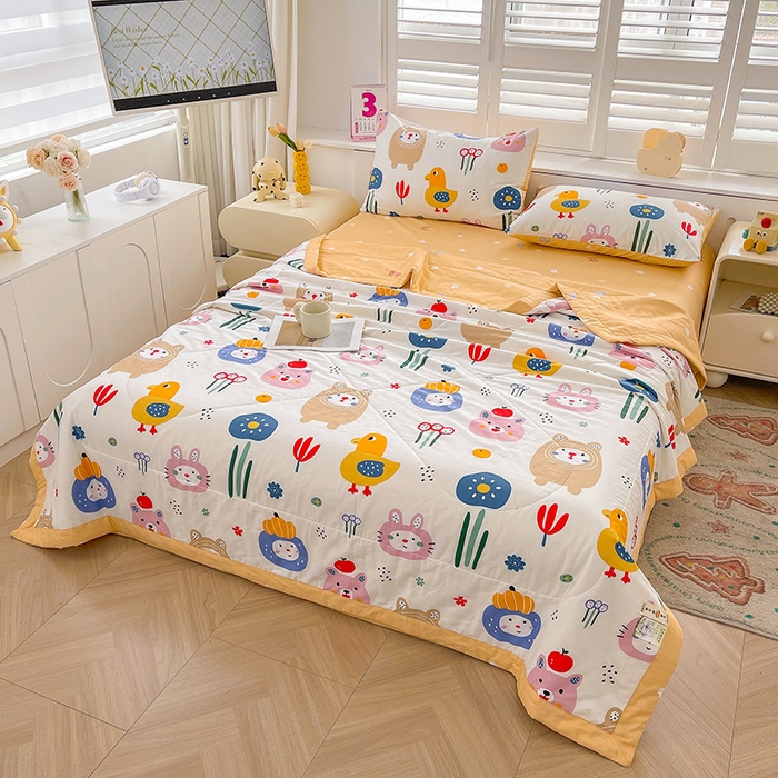 91家纺网 家纺一手货源 找家纺 思雅庭 2025新款里外全棉夏被新疆棉花夏凉被空调被 萌宠派对