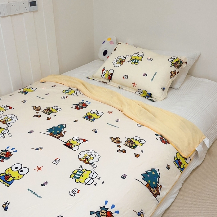 91家纺网 家纺一手货源 找家纺 兜米家居 2025夏季新品三丽鸥深睡双感针织凉感空调被夏被 小青蛙