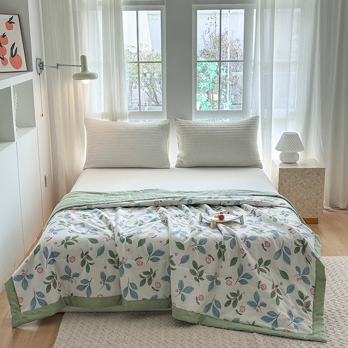 91家纺网 家纺一手货源 找家纺 瑜珠家纺 2025新款里外全棉棉花夏被 花样年华