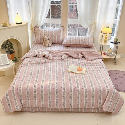 贝扬思家纺 2025新款云感双层纱7A抗菌夏被四件套系列 赫本