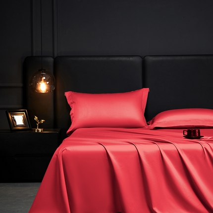 91家纺网 家纺一手货源 找家纺 秀色2025新款A类高端100s新疆长绒棉纯棉床单单件全棉单人贡缎加厚被单三件套 莫奈-南瓜橘