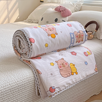 91家纺网 家纺一手货源 找家纺 （总）妖妖家纺 2025新款超柔双层纱糯糯针织棉夏凉被