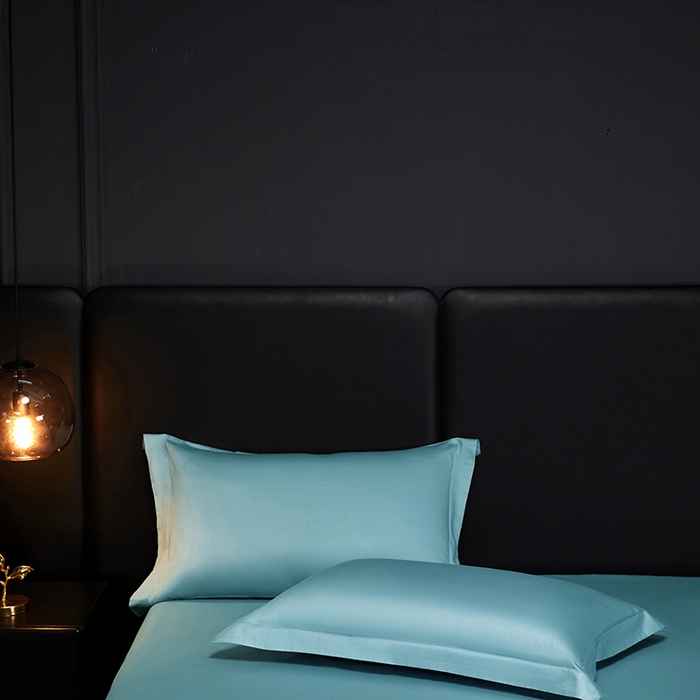 91家纺网 家纺一手货源 找家纺 秀色2025新款A类高端100s新疆长绒棉纯棉床单单件全棉单人贡缎加厚被单三件套 莫奈-雾霾蓝