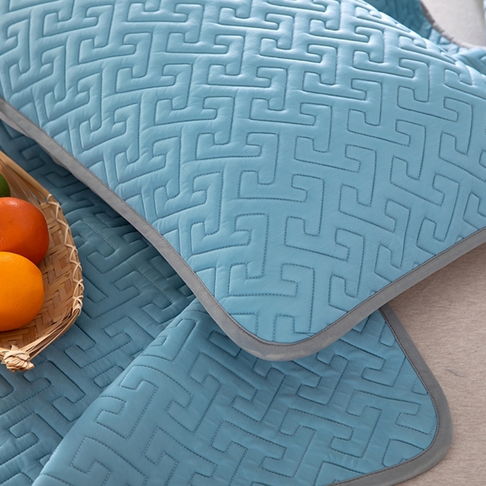 91家纺网 家纺一手货源 找家纺 美丽折2025夏季新品高端加厚全冰丝生物基乳胶凉席三件套 水洗天然乳胶凉席 孔雀蓝T