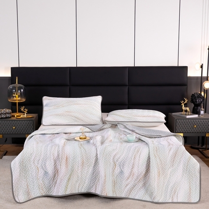 91家纺网 家纺一手货源 找家纺 （总）美丽折2025夏季新品高端加厚全冰丝生物基乳胶凉席三件套 水洗天然乳胶凉席