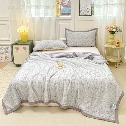 顺顺家纺 2025新款凉感丝印花夏被空调被 春野之花
