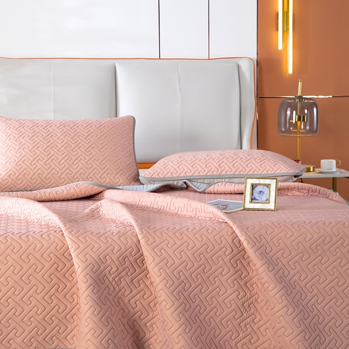 91家纺网 家纺一手货源 找家纺 美丽折2025夏季新品高端加厚全冰丝生物基乳胶凉席三件套 水洗天然乳胶凉席 豆沙T