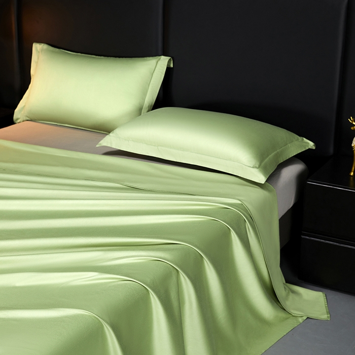 91家纺网 家纺一手货源 找家纺 秀色2025新款A类高端100s新疆长绒棉纯棉床单单件全棉单人贡缎加厚被单三件套 莫奈-艾绿