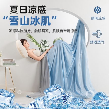 91家纺网 家纺一手货源 找家纺 潮邦家居 2025新款凉感丝夏被夏凉被空调被 梦幻紫拼灰