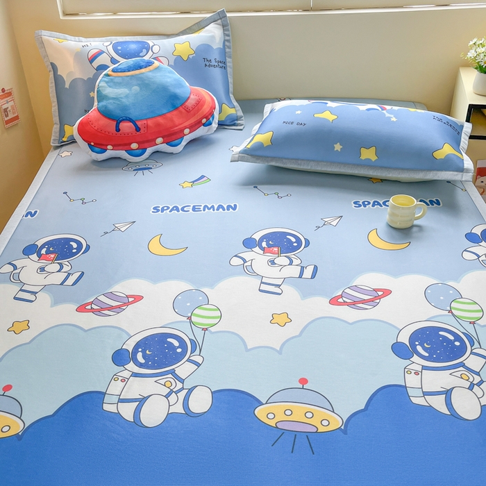 91家纺网 家纺一手货源 找家纺 博雅 2025新款独家版权A类大版数码印花1200D冰丝凉席 太空漫步