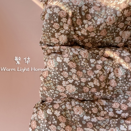 【提供买家秀】2025直播云感皱皱棉四件套水洗棉简约风小碎花被套床笠三件套-细节图 繁华