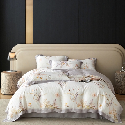 薏思家纺 2025新款50支莱赛尔天丝数码印花夏被+四件套（礼盒包装） 烟花间